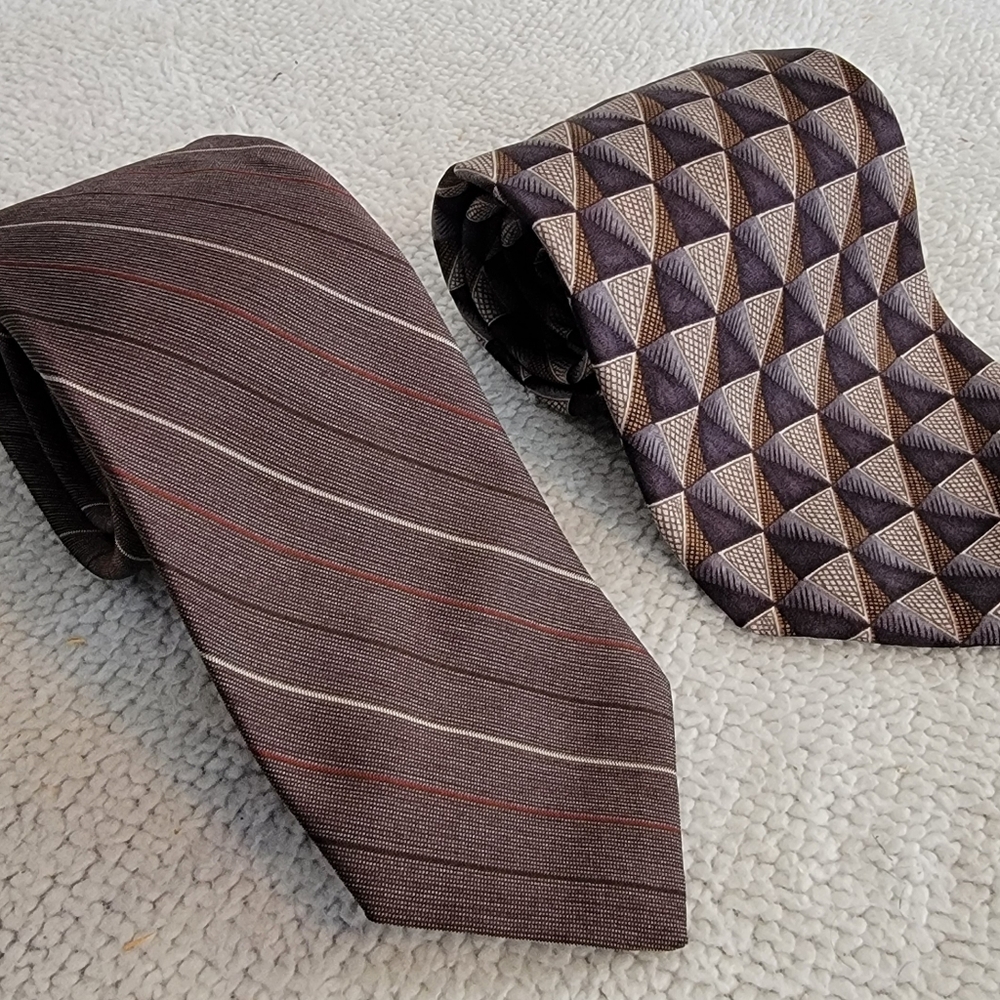 Vintage Ties Lot of 2 Brown Lancer Haggar Clothing
